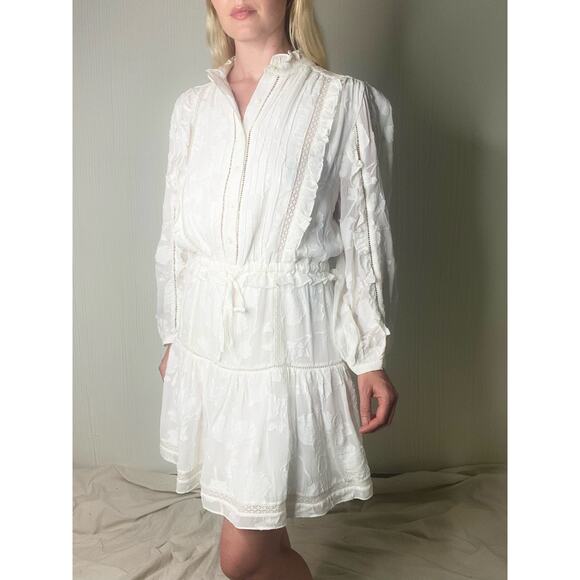 JOIE Adel B White Eyelet Lace Long Sleeve Cotton Dress US SMALL NWT $378 - Picture 3 of 16